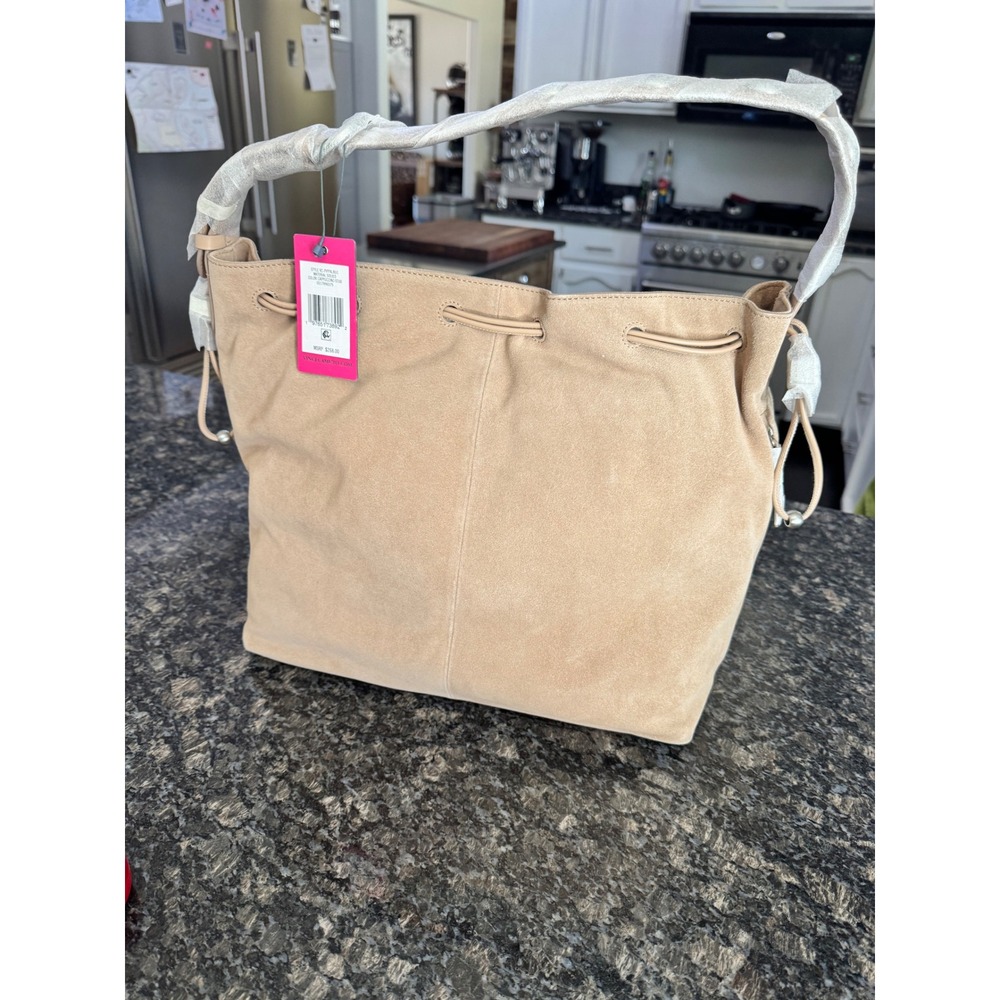 Vince Camuto‎ Pippa Suede Hobo Bag Cappuccino Tan VC-PIPPALBU1 NWT